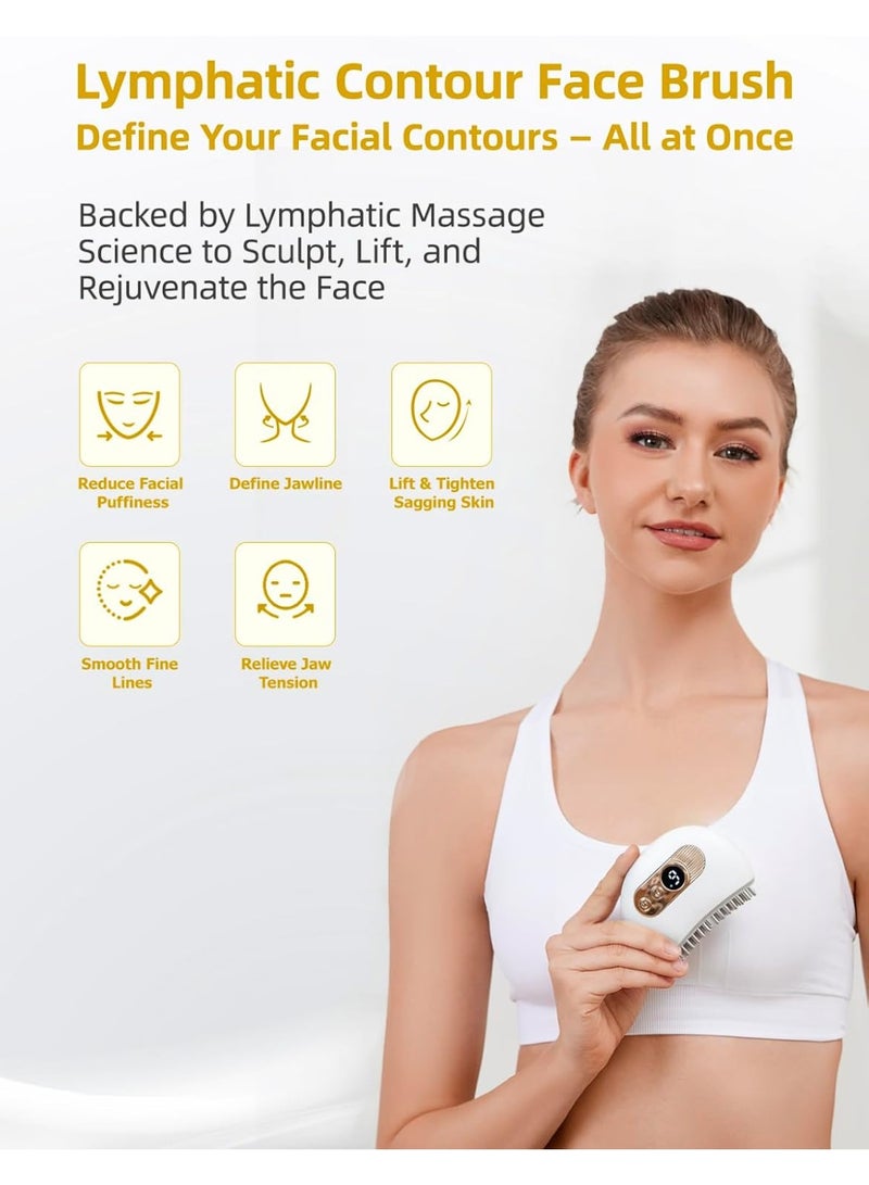 Arabest Lymphatic Contour Face Brush – Face Massager for Lymphatic Drainage, Double Chin Reducer, and Facial Sculpting – Gentle Vibrating Lymphatic Drainage Tool for Jawline & Puffiness - White - Image 2